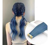 Extension per capelli sintetici lisci Mini Tape In Extension per capelli Adesivo invisibile Nastro colorato In Extension per capelli 10 pezzi/confezione-PU-HazeBlue-24 pollici