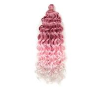 Extension Per Capelli Sintetici Naturali Intrecciati A Treccia All'uncinetto Con Riccioli Ondulati 3T530-Pink-gray9 18 Inch 12Pcs