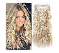 Extension per capelli, Toppa for capelli for parrucca ondulata ad acqua da 4 pezzi Toppa for capelli da 20 pollici con clip in quattro pezzi BB Clip for capelli da donna,per donne(Beige-Brown Mixed)
