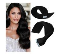 extension per capelli, Trama della pelle di estensioni dei capelli umani 100% capelli umani Remy 20 pezzi Nastro adesivo nelle estensioni dei capelli 12-24 pollici(Black,20 inch)