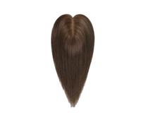 Extension per capelli traspiranti da 35,6 cm, 10,2 x 12,7 cm, mono e base in poliuretano con 3 clip, accessori per capelli umani da donna, per coprire i capelli grigi o diradamento (marrone chiaro)