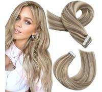 Extension per capelli umani con nastro adesivo Capelli morbidi Trama di pelle Capelli lisci senza cuciture Nastro adesivo per capelli P9A 60 14 pollici 3-6 mesi 40 pezzi >=45%