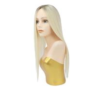 Extension per capelli umani da donna, 50,8 cm | Con base in seta da 10,2 x 14 cm e 3 clip antiscivolo, parrucche dall'aspetto naturale per diventare più sottili (biondo