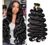 Extension per capelli umani ondulati del corpo, 3 fasci 61 cm, 66 cm, 71 cm, MSGEM brasiliani, 100% non trattati, 12 A, extension per donne nere, colore naturale possono essere tinti e sbiancati
