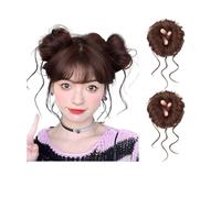 Extension per Chignon Chignon sintetico for capelli Chignon Fascia for capelli ricci disordinati Elastico Scrunchy Pezzi di capelli finti for le donne Forcine Nero Marrone Chignon Capelli(1B/30HL)
