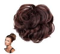 Extension per chignon, con clip, capelli sintetici resistenti al calore, da donna, colore nero 0221