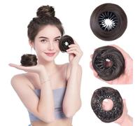 Extension per chignon, sintetiche, dritte, a ciambella, elastica, con clip, soffici chignon, per coda di cavallo (marrone scuro)