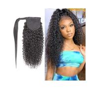 Extension per coda di cavallo, capelli umani, Extension for capelli ricci brasiliani Remy con coda di cavallo e magia Extension per capelli spessi e dall'aspetto naturale, senza cuciture(22inches)