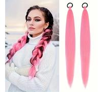 Extension per coda di cavallo, capelli umani, Extension for coda di cavallo sintetica da 2 pezzi con elastico, treccia liscia e avvolgente, 26 pollici Extension per capelli spessi e dall'aspetto natur