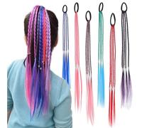 Extension per coda di cavallo, capelli umani, Parrucca con coda di cavallo intrecciata sfumata for ragazze con piccole trecce attorcigliate Extension per capelli spessi e dall'aspetto natura(Blackpink