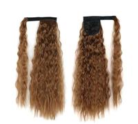 Extension per coda di cavallo, capelli umani, Parrucca in fibra chimica di equiseto con increspatura d'acqua Extension per capelli spessi e dall'aspetto natura(Light brown)