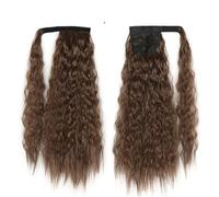 Extension per coda di cavallo, capelli umani, Parrucca in fibra chimica di equiseto con increspatura d'acqua Extension per capelli spessi e dall'aspetto natura(Medium brown)