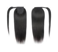 Extension per coda di cavallo Coda di cavallo liscia con coulisse, extension 100% capelli umani, coda di cavallo con fermagli, coda di cavallo avvolgente nera Capelli finti(24inch)