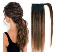 Extension per coda di cavallo dall'aspetto natural Extension coda di cavallo con nodo magico 100% capelli umani Remy Extension per capelli folti e dall'aspetto natural(Brownish red)