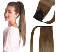 Extension per coda di cavallo Extension for coda di cavallo con capelli umani Remy 70g/80g for donne bianche - Full Shine Capelli finti(Light brown,22 inch)