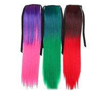 Extension per coda di cavallo in 2 tonalità colorate sfumate, sintetiche, morbide, M1#