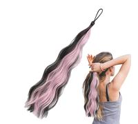 Extension per coda di cavallo intrecciata, coda di cavallo intrecciata colorata, naturale, con elastico | Parrucca lunga sintetica, accessori per capelli finti per feste, coda di cavallo, trecce
