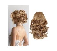 Extension per coda di cavallo Parrucca da donna con coulisse, volume corto, coda di cavallo, fibra chimica, coda di cavallo, volume romano, coda di cavallo corta Capelli finti(Golden Yellow)