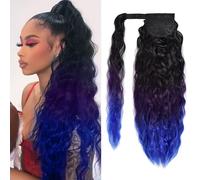 Extension per coda di cavallo YEAME Corn Wave con clip - Coda di cavallo ondulata e riccia lunga 22 pollici, estensione sintetica per donna (da n