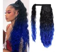 Extension per coda di cavallo YEAME Corn Wave con clip - Coda di cavallo ondulata e riccia lunga 22 pollici, estensione sintetica per donna (da n