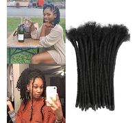 Extension per dreadlock di capelli umani, colore 1B, 0,6 cm, 100 fili, 100% fatte a mano, permanenti, per donne e uomini, possono essere arricciate e decolorate, extension per dreadlock da ragazzo