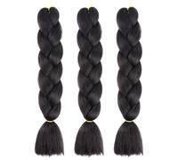 Extension Per Treccine Africane 24" Nero, 3 Pezzi Capelli Neri Sintetici Finti Lunghi Intrecciare Jumbo Braids, Fibra Sintetica Treccia Di Scatola Crochet Twist Braiding Hair Extension Capelli