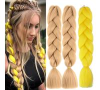 Extension Per Treccine Africane 3pc Jumbo Treccia Extension Capelli Fibra Sintetica Treccia Di Scatola Crochet Twist Braiding Hair (24zoll(3per Pack),marrone e giallo)