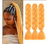 Extension Per Treccine Africane 3pc Jumbo Treccia Extension Capelli Fibra Sintetica Treccia Di Scatola Crochet Twist Braiding Hair (24zoll(3per Pack),A20 Arancione)