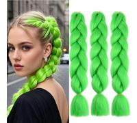 Extension Per Treccine Africane 3pc Jumbo Treccia Extension Capelli Fibra Sintetica Treccia Di Scatola Crochet Twist Braiding Hair (24zoll(3per Pack), verde)