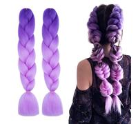 Extension per Treccine Africane, Extension Treccine, Dreadlock Parrucca, Capelli per Treccine Africane, Fibra Sintetica Treccia di Scatola Crochet Twist Braiding Hair, Viola