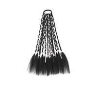 Zialofi Extensione dei capelli intrecciati, trecce di torsione, estensione della coda di cavallo per capelli neri intrecciati, per le donne, 1b con Linea D'argento