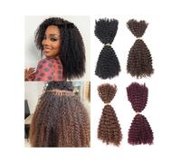 Extensions per capelli umani ricci afro da donna, 50 g, extension di capelli umani ricci neri naturali crespi per trecce (4,18 pollici)