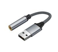 External USB To Aux Jack Sound Adapter | Stereo Audio Cable Converter With 3.5mm Input For Headset, Microphone, Laptop, PC, Desktop, Noise Reduction Plug And Play Connector For Voice Chat, Calls