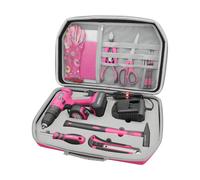 Extol Lady Trapano/avvitatore a batteria con percussione, rosa, 12V Li-ion, 2000 mAh, in valigetta portautensili, set da 27 pezzi 402403