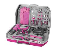 Extol Lady Trapano/avvitatore a batteria con percussione, rosa, 12V Li-ion, 2000 mAh, in valigetta portautensili, set da 27 pezzi 402403