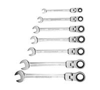 Extol Premium Chiave a cricchetto ad anello piatta con snodo, set da 4 pezzi