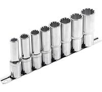 EXTOL PREMIUM Testina cava allungata, MULTI-LOCK, set da 8 pezzi, 1/2"