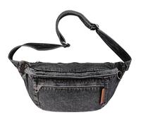 Extolove Marsupio in denim, grande borsa a tracolla da donna, in denim, con cinghia regolabile, nero, Large