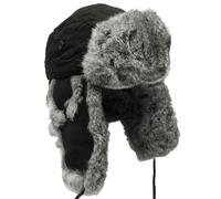 Extra Caldi Nero Colbacco Inverno Russo Flaps Protezione Dell'Orecchio Coniglio