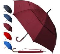 Extra Forte - Ombrello Classico Antivento Robusto Grande Automatico | Uomo Donna - Fibra di Vetro - Ventilato Doppio Calotta - Manico In Legno - Da Pioggia