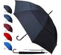Extra Forte - Ombrello Classico Antivento Robusto Grande Automatico | Uomo Donna - Fibra di Vetro - Ventilato Doppio Calotta - Manico In Legno - Da Pioggia