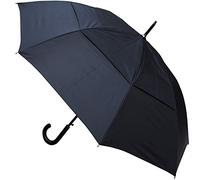 Extra Forte - Ombrello Lungo Antivento Robusto Grande Automatico | Uomo Donna Classico - Fibra di Vetro - Ventilato Doppio Calotta - Manico a Gancio - Da Pioggia - Nero