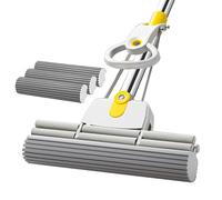 Extra Grande Mocio in Spugna, Lavapavimenti, Mocio Autostrizzante Scopa Lavapavimenti, Scopa in Spugna con Rullo A 2 File da 43cm, Palo in Acciaio Inox Lungo 135cm, Pulizia Pavimenti(3 Heads)