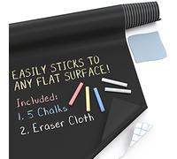 Extra large Chalkboard Decal roll by Kassa (nero) 5 Colored Chalk & Eraser Cloth included - Lavagna Contact Paper vinyl Wall Sticker Wallpaper (6.5 " x 45,7 cm)