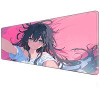 Extra large mouse pad, XXL desktop pad, anime girl mousepad - anti slip keyboard pad - stitched edges - cute girl manga and game enthusiast fan mouse pad - PC home office mousepad (C, 80×30cm)