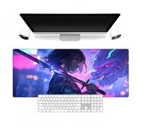 Extra large mouse pad, XXL desktop pad, anime girl mousepad - anti slip keyboard pad - stitched edges - cute girl manga and game enthusiast fan mouse pad - PC home office mousepad (A, 70×30c'm)