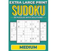 Extra Large Print Sudoku Medium Puzzle Book: 55 Medium Difficulty Sudoku Puzzles with Big Grids for Adults, Seniors and Brain Training