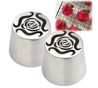 Extra Large Russian Piping Tips, Russian Piping Nozzles PipingTips Set, Tulip PipingTip, Boquillas Rusas Para Reposteria, RussianTips for Cake Decorating (2pcs)