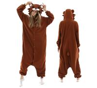 Extra Large180-200cm orso tutina adulti uomo animale pigiama in pile donna Halloween Costume Cosplay marrone procione Kigurumi