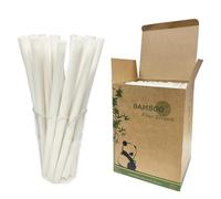 Extra Larghe Cannucce in Fibra di Bambù Ø12 mm, Lunghezza 23 cm, 200 Pezzi, Boba Cannucce Usa e Getta Biodegradabili Compostabili Per Bubble Tea, Smoothie, Milkshake e Bevande Fredde